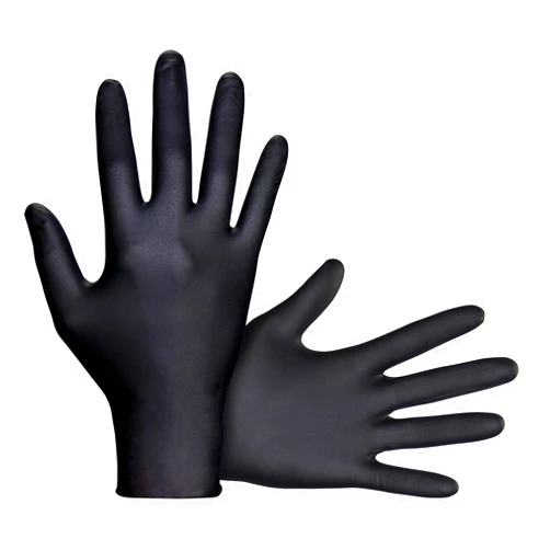 SAS Raven SAS66518 SAS Safety Powder Free Examination Black Nitrile Gloves - 7 Mil Large
