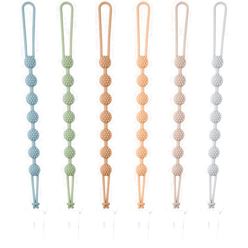Eascrozn Baby Pacifier Clip, 6 Pack Silicone Pacifier Holder with One Piece Design for Baby Boy and Girl, BPA Free Soft Flexible Paci Binky Clips