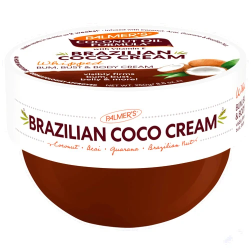 Palmer's Coconut Oil Formula Brazilian Coco Cream with Vitamin E, 8.8 Fl Oz, Whipped Bum, Bust & Body Cream, Helps with Skin Tightening & Firming