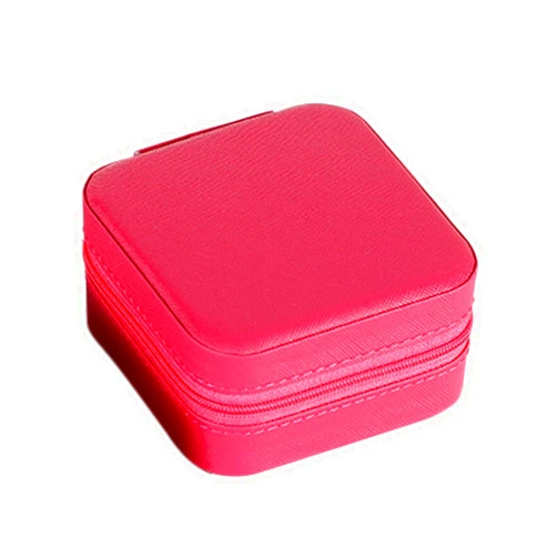 Gebaozhen jewelry travel organizer Small PVC Leather with Necklace Holder, Detachable Compartments, and Earring Groove Rolls - Ideal Gift for Fashionable Ladies and Travel Enthusiasts (rose red)