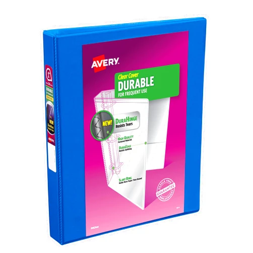 Avery Durable View 3 Ring Binder, 1 Inch Slant Rings, 1 Dark Blue Binder (17014)