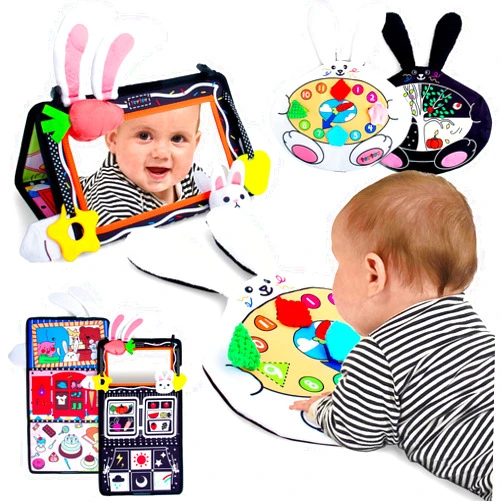 teytoy Tummy Time Mirror for Babies 0-6 Months, Black and White High Contrast Baby Toys Brain Development, Sensory Baby Mirror Tummy Time Toys for Newborn Infant 0 3 6 Months Gifts