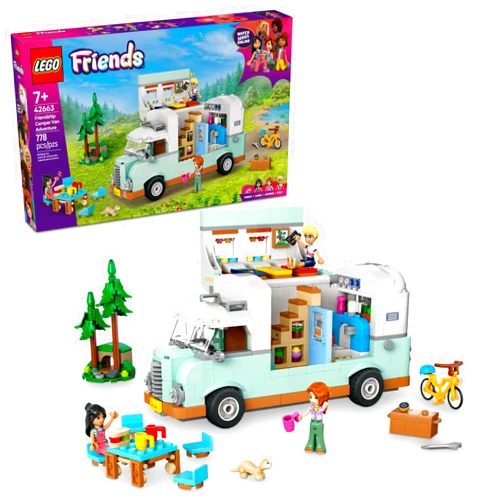 LEGO Friends Friendship Camper Van Adventure Toy Building Set - Pretend Play Set for Kids, Girls and Boys, Ages 7+ - Gift Idea for Birthday - with 3 Minidolls and Ferret Figure - 42663