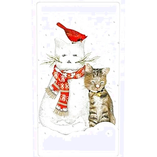 Mary Lake-Thompson Mary Lake Thompson Snowman Tabby Snow Cat Kitchen Dish Towel