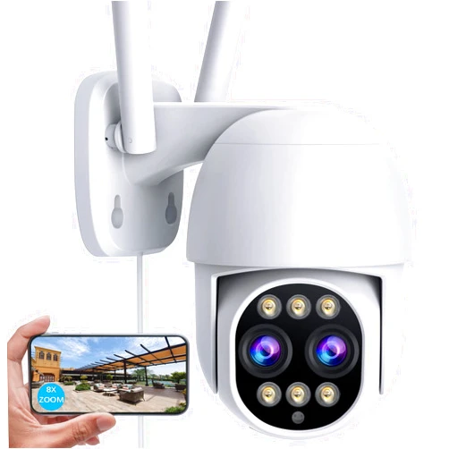 CAMBLINK 2MP Wireless Security Camera Outdoor 8X Zoom,2.4gwifi Cameras for Home Security,Spotlight & Siren,Auto Tracking, Two Way Audio, Color Night Vision & Ip66 Waterproof,Cloud & Sd Card Storage