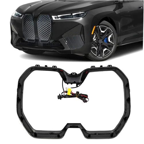 Chenheshor LED Front Bumper Kidney Grille Frame Compatible with BMW iX xDrive50 2022-2025 ABS Gloss Black LED Grille Outer Frame Compatible with BMW iX M60 2022-2025 Trim Frame