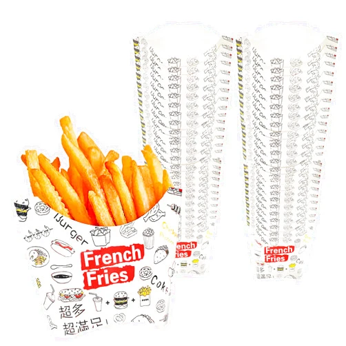 YAPULLYA 5 oz 50-Pack French Fry Containers Box Cups, Disposable Paperboard French Fries Holders, Kid's Snack Container for Party
