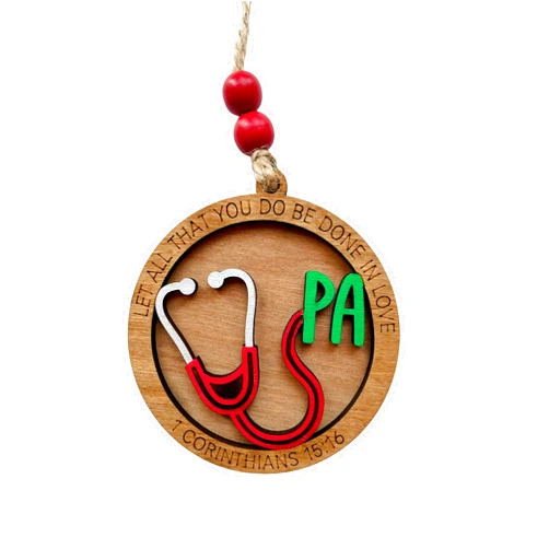 From the Pines Supply Co PA Christmas Tree Ornament | Religious Gift for Physicians Assistant Graduate | Custom Present for Healthcare Worker | 1 Corinthians 15:16