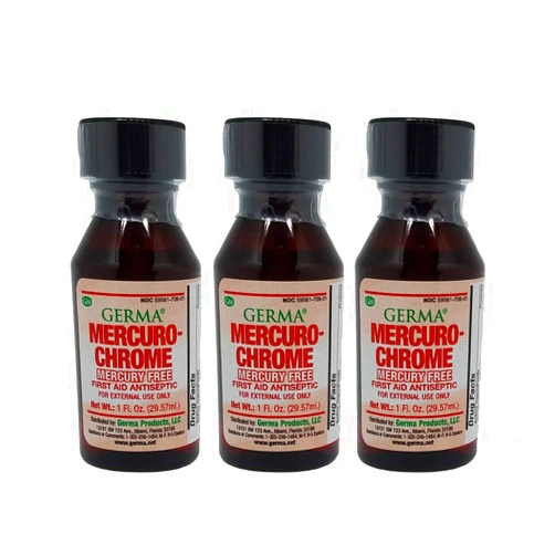 GERMA MercuroChrome Antiseptic 1oz Prevent infection in cuts, scrapes and burns QTY-3