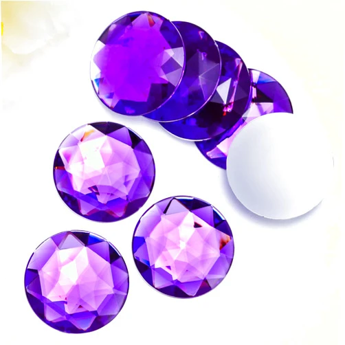 Briskbloom 40MM Large Flatback Rhinestones, 8PCS Dark Purple Round Acrylic Big Flatback Gems for Craft Cosplay Costume Jewelry Making DIY Diamond Stones