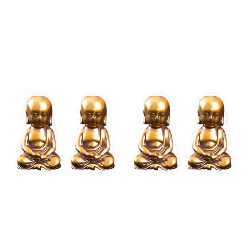 LOGOFUN 4PCS Brass Monk Statues Metal Monk Buddha Figurines Miniature Brass Sitting Monk Sculptures for Home Office Table Supplies - Golden