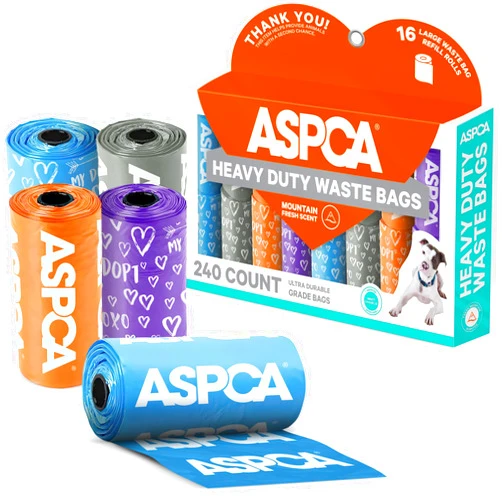 ASPCA Dog Poop Bags, 240 Bags 16 Rolls, Mountain Scent, Hearts Print, Heart Print (AS1000)