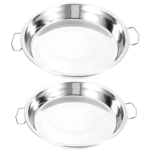 HOLIDYOYO 2pcs Plate Steaming Dish Kitchen Dish Cold Noodle Dish Steamed Food Tray Stainless Steel Dish Stainless Steel Cooking Utensil