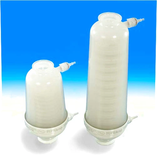 Pall NP5LPDE21 Supracap 100 Depth Filter Capsule, in-line Style, 5 inch Length, with Dual-Layer Media Grade PDE2 (0.2-3 µm Retention Rating), 1 to 1½ inch Sanitary Flange Inlet and Outlet