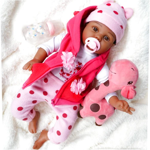 CHAREX Reborn Baby Dolls Black Girl, 22 Inches Realistic Baby Dolls That Look Real, Lifelike Vinyl African American Newborn Baby Doll Lucy with Weighted Cloth Body, Birthday Gift Toy for Kids Age 3+