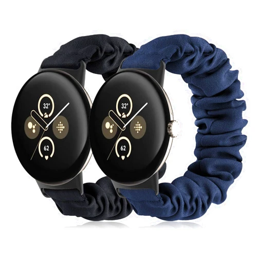 Tovimall Bands Compatible with Google Pixel Watch 3/4, Elastic Fabric Scrunchie Strap Replacement Watch Bands For Women (2 Pack)