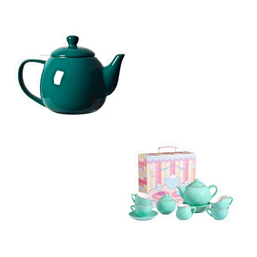 Sweejar Porcelain Teapot with Infuser and Lid,Teaware with Filter and Porcelain Tea Set for Little Girls,Kitchen Toys Tea Party Set for Kids Toddler Kitchen Pretend Toy