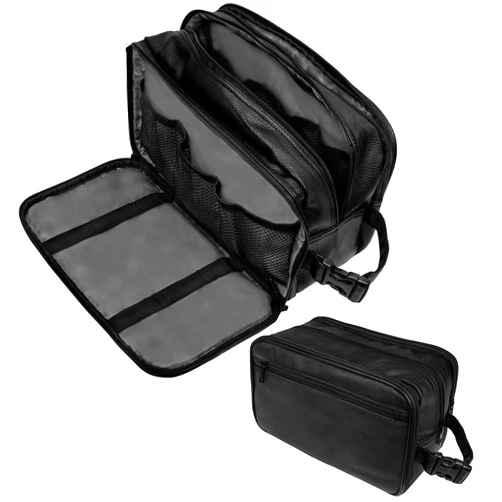 PAVILIA Toiletry Bag for Men, Travel Toiletries Bag | Water-resistant Dopp Kit, PU Leather Shaving Pouch Organizer for Accessories, Cosmetic, Hygiene, Grooming Essentials (XL, Black)