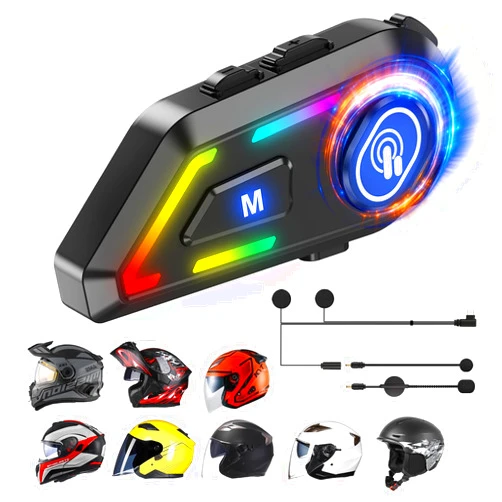 TOUCH TWO Motorcycle Helmet Bluetooth, Helmet Speakers with 2 Type Mics, Hands Free Call/Music/IPX5/Noise Cancellation/Wake Up Siri/Can Connect Two Mobile Phones, Motorcycle Bluetooth Headset C5