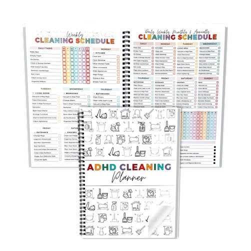 Chasefun Cleaning Planner, Cleaning Schedule and Checklist Organizer, Daily Weekly Monthly Household Cleaning Planner, Chore Chart Notebook for Home, Family Cleaning Tasks, DIY Home Improvement, Editable Template