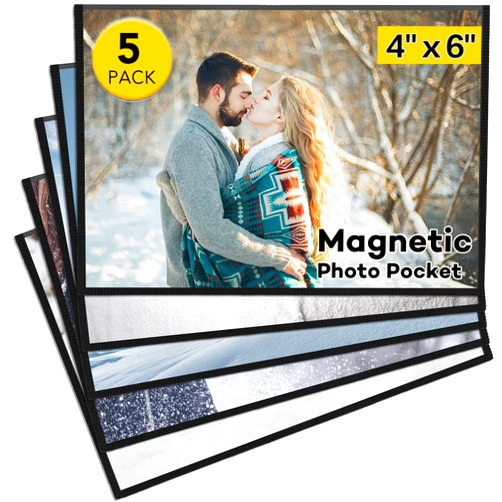 YixangDD 5 Pcs Magnetic picture frames for refrigerator 4x6Inch-Magnetic photo frames,Black
