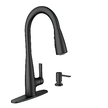 Moen 87627BL Haelyn Single-Handle Pull-Down Sprayer Kitchen Faucet with Reflex and Power Clean, Matte Black Matte Black Standard