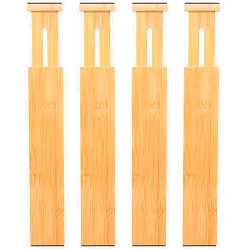 Aubeco 4 pcs Bamboo Drawer Dividers, 13