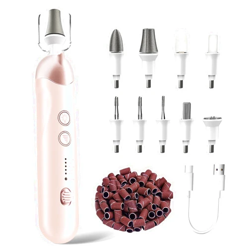 Hoxida Professional Manicure Pedicure Kit, Cordless Electric Nail File Set, Rechargeable Pedicure Tools for feet, 5 Speeds Hand Foot Care Nail Drill for Thick Nail Toenail Cuticle Women Men Baby Pets-Rose