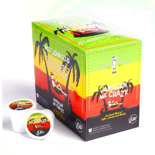 Ellis Coffee - Jamaican Me Crazy - Flavored Coffee – Single Serve Coffee Pods - For Use in Most K-cups and Keurig 2.0 Brewers - 24 Coffee Pods