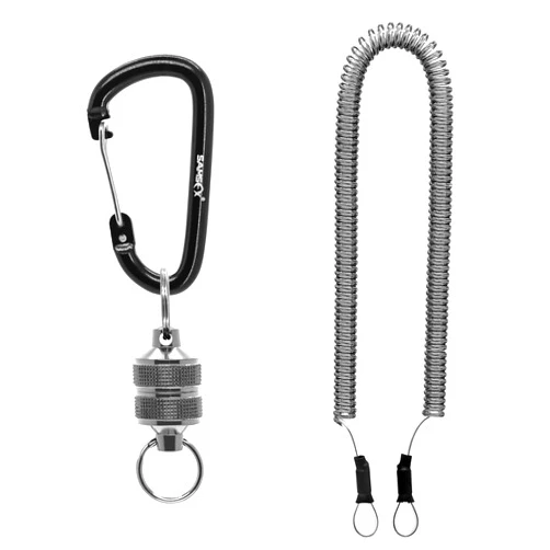 SAMSFX Fishing Strongest Magnetic Net Release Magnet Clip Holder Retractor with Coiled Lanyard