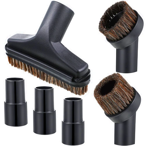 Honoson 6 Pcs 25mm and 36mm Vacuum Brush Horse Hair Round Brush, 5.9 Inch Vacuum Floor 1.25 Cleaner Attachment Soft Bristles Replacement with 1-1/4 Inch to 1-3/8 Inch Adapter(Classic Style)