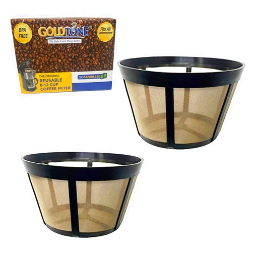 GOLDTONE Reusable Coffee Filter fits BUNN Coffee Maker and Brewer. Replaces your BUNN Coffee Filter 10 Cup Basket and BUNN Permanent Coffee Filter (2 PACK)