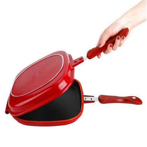 01 Double Side Grilled Pan, Non‑Stick Aluminium Double Grill Pan Sandwich And Panini Maker Fry Pan for Barbecue, Chicken and Fish