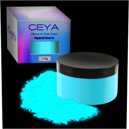 Ceya Fluorescent Blue Glow Powder, 5.3oz/150g Glow in The Dark Pigment Powder, Luminous Powder Resin Color Pigment, Fluorescent Pigment Dye for Epoxy Resin Slime Paint Nail Art Party DIY Crafts