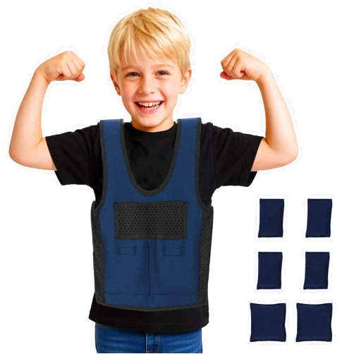 BeesMith Weighted Vest for Kids(Ages 5-9) - Adjustable Compression Vest with 3lbs Removable Weights, Sensory Calming Vest for Autism, Breathable Neoprene & Mesh Design