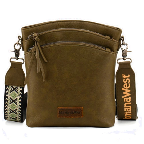 Montana West Multi Zip Pocket Large Crossbody Bag With Guitar Strap