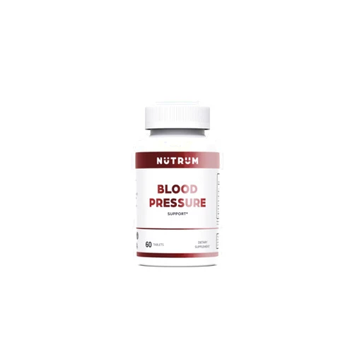 Nutrum Blood Pressure Support, Vegan Dietary Supplement for Normal Heart and Circulatory Health, Natural Herbal Wellness Formula with Olive Leaf, Grape Seed, and Garlic Bulb Extract, 60 Tablets