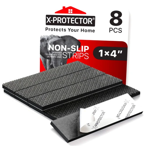 X-Protector Rubber Strip - 8 PCS Rubber Pads 1 x 4 - Black Non Slip Pad - Universal Grip Strips - Self-Adhesive Rubber Strips - Premium Rubber Feet for Keyboard, Appliances, and Other Small Things!