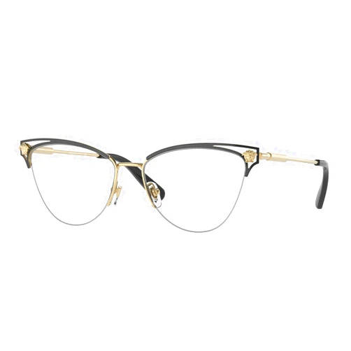 Versace VE 1280 1433 Gold/Black Metal Cat-Eye Eyeglasses 55mm