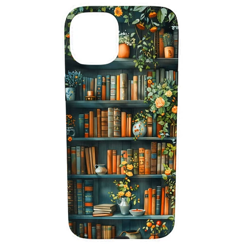 Books Coffee and Flowers Vintage Library Books and Coffee Vintage Library Case for iPhone 15 Plus