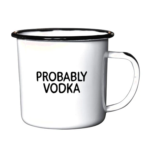 Swag Brewery PROBABLY VODKA | Enamel Coffee Mug | Funny Bar Gift for Drinkers, Cocktail Lovers, Dads, Moms, Fathers, Men, Women | Practical Cup for Kitchen, Campfire, Home, and Travel
