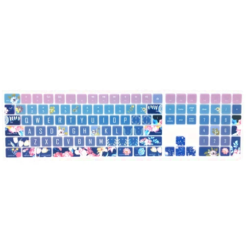SANFORIN Silicone Keyboard Cover for Apple iMac Magic Keyboard with Numeric Keypad MQ052LL/A (Model: A1843, 2017 2018 Release), Cute Print Keyboard Skin, US Layout, Red Flower