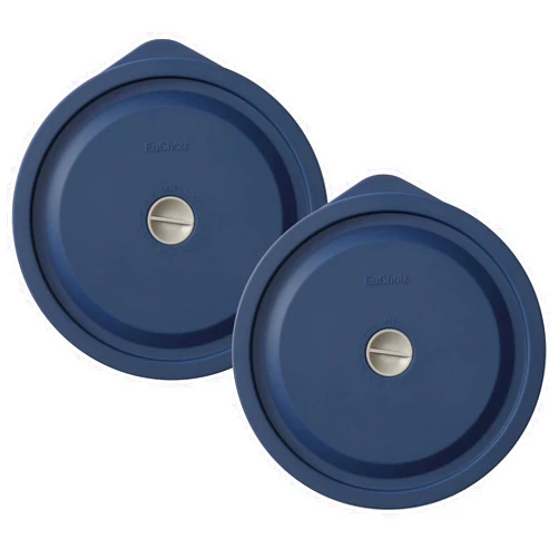 EuChoiz Replacement Lids for Pyrex 7402-PC 7 Cup, Silicone Round Storage Cover Lid for Anchor Hocking Glass Bowl 2 Pack with Date Mark Dark Blue