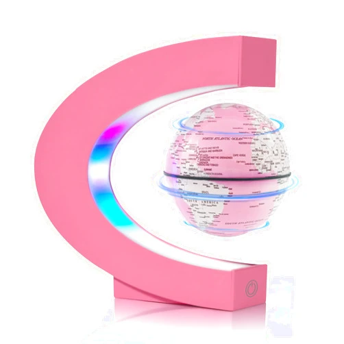 Flagest Magnetic Levitation Floating Globes with LED Lights, C Frame Floating Globe Lamp, Cool tech Gadgets for Home Office Desk Accessories, Gifts for Women, Ladies, Girls, Teachers, Colleagues(Pink)