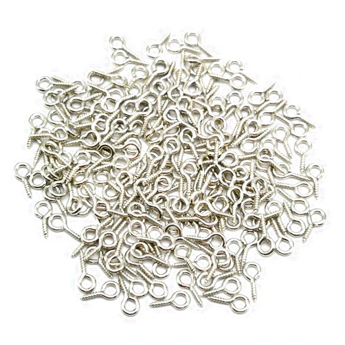Alamic 400 Pack Small Screw Eye Pins Eye Hooks Screw 10 x 5mm Mini Screw Eye Pin Peg for DIY Jewelry Making Charm Bead Pieces Wood Arts Crafts Projects Self Tapping Screws Hooks Ring (10mm, Silver)