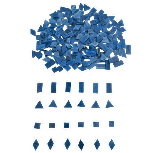 Yuudar 4 Shapes Mixed Stained Glass Mosaic Tiles for DIY Crafts,200PCS Rectangle/Triangle/Square/Diamond Transparent Mosaic Pieces for Art Crafts and Home Decoration (Grey Blue)