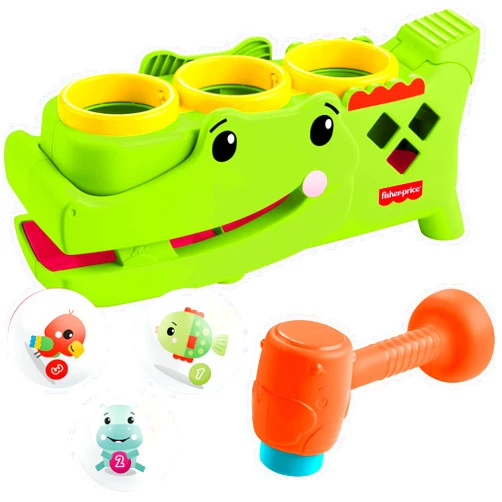 Fisher-Price Baby Toy Sit & Tap Rolligator, Crawling Activity with Pounding Hammer & 3 Balls for Developmental Play Infants Ages 9+ Months
