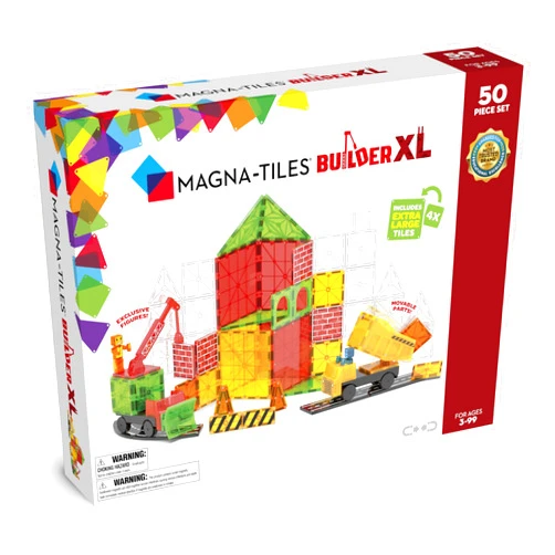MAGNA-TILES Builder XL 50-Piece Magnetic Construction Set, The Original Magnetic Building Brand