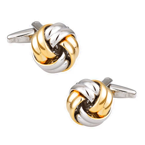 Cuff-Daddy 2 Tone Gold Silver Men's Knot Classic Cufflinks with Presentation Gift Box