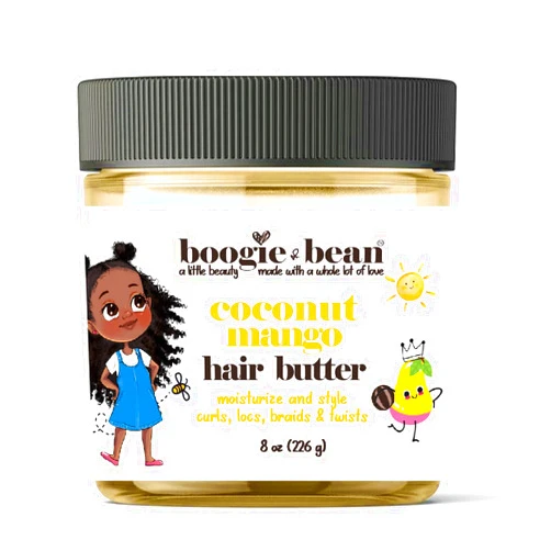 Boogie and Bean Hair Styling Creme or Pomade for Thick and Curly Hair Kids with Locs, Curls, Twists & Braids, Made with Natural Oils like Coconut & Mango Butter for Black Hair